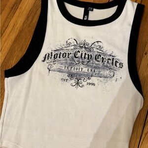 Garage Black and White Graphic Tank Top